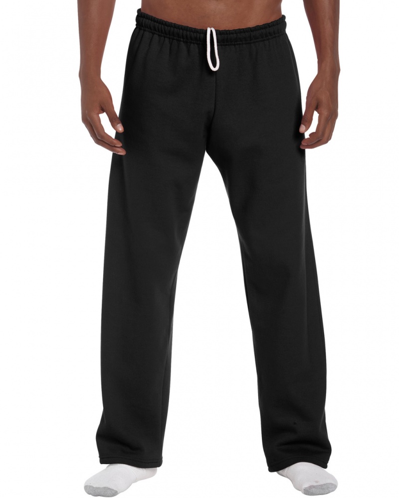 Men\'s Gildan 18400 Open Bottom Sweatpants Black | GBMD49285