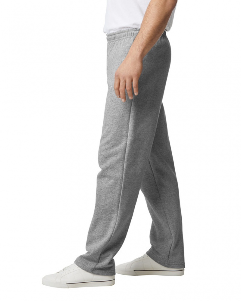 Men's Gildan 18400 Open Bottom Sweatpants Sport Grey | XAKZ14326