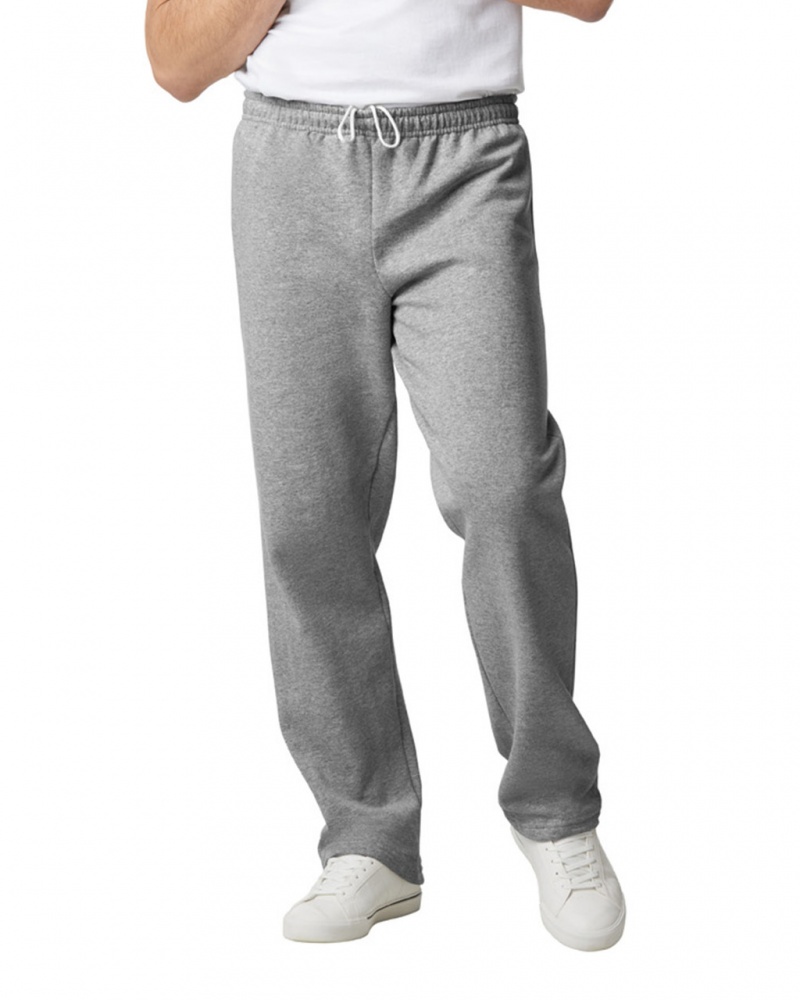 Men's Gildan 18400 Open Bottom Sweatpants Sport Grey | XAKZ14326