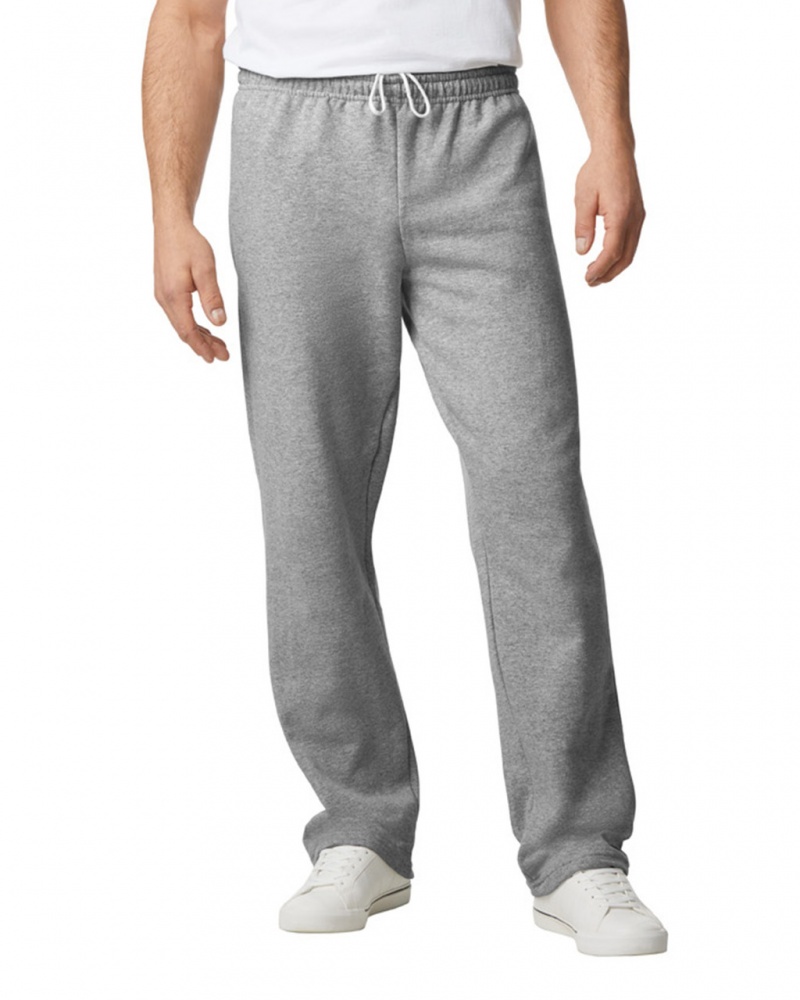 Men\'s Gildan 18400 Open Bottom Sweatpants Sport Grey | XAKZ14326