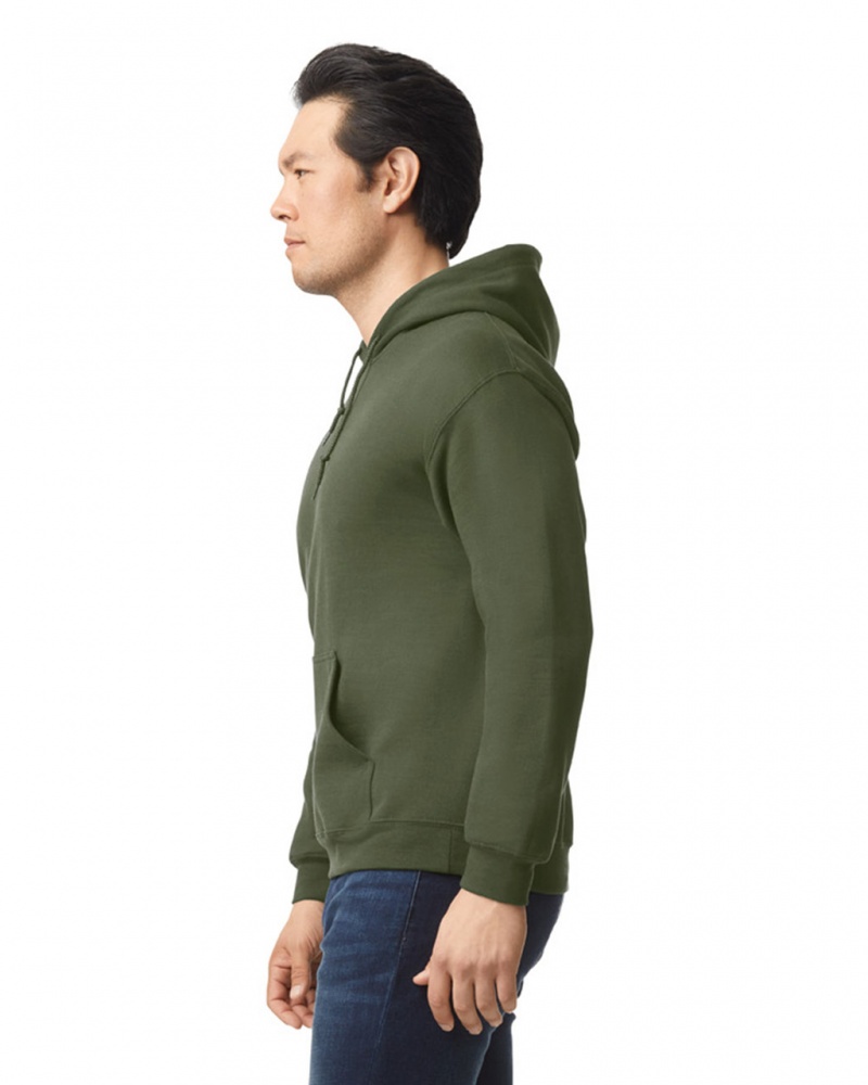 Men's Gildan 18500 Hoodie Military Green | INXU42013