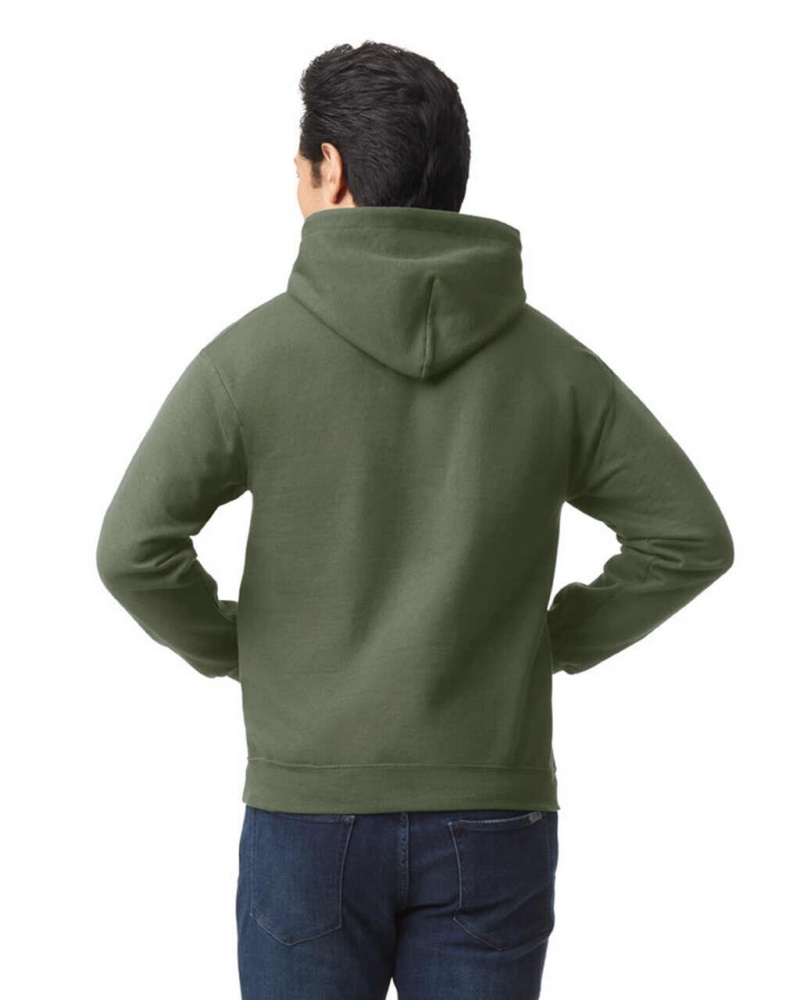 Men's Gildan 18500 Hoodie Sweatshirt Military Green | SPUI83074