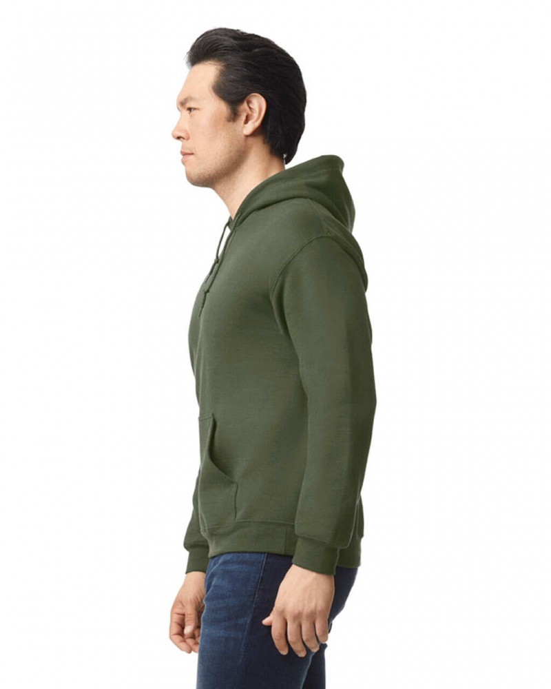 Men's Gildan 18500 Hoodie Sweatshirt Military Green | SPUI83074