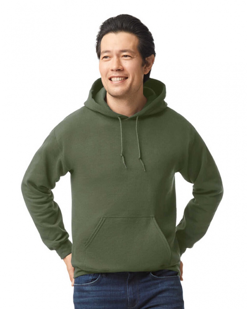 Men\'s Gildan 18500 Hoodie Sweatshirt Military Green | SPUI83074