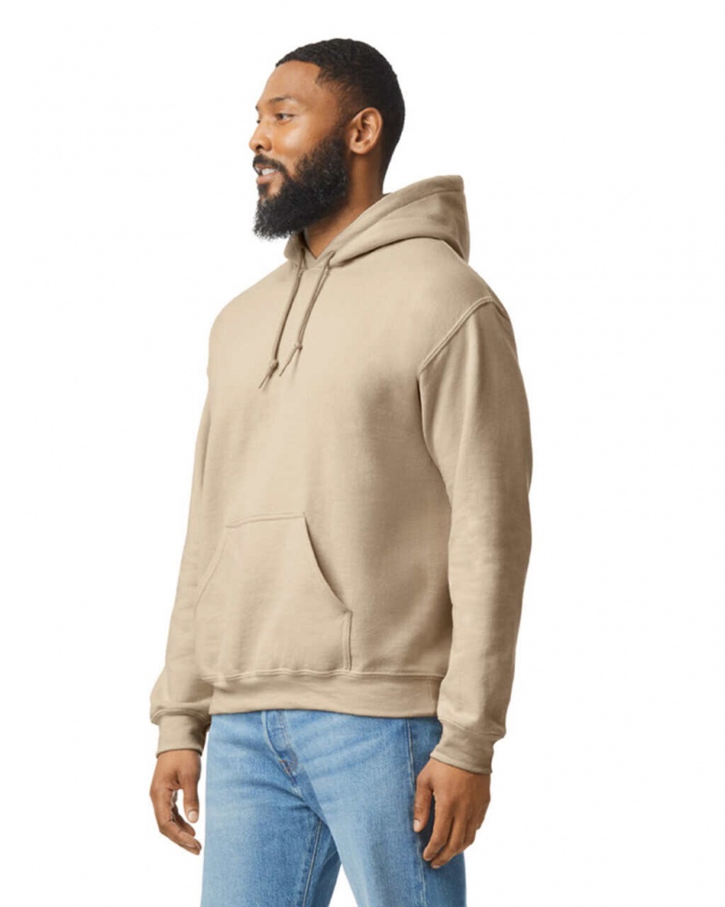 Men's Gildan 18500 Hoodie Sweatshirt Sand | TMIJ30172