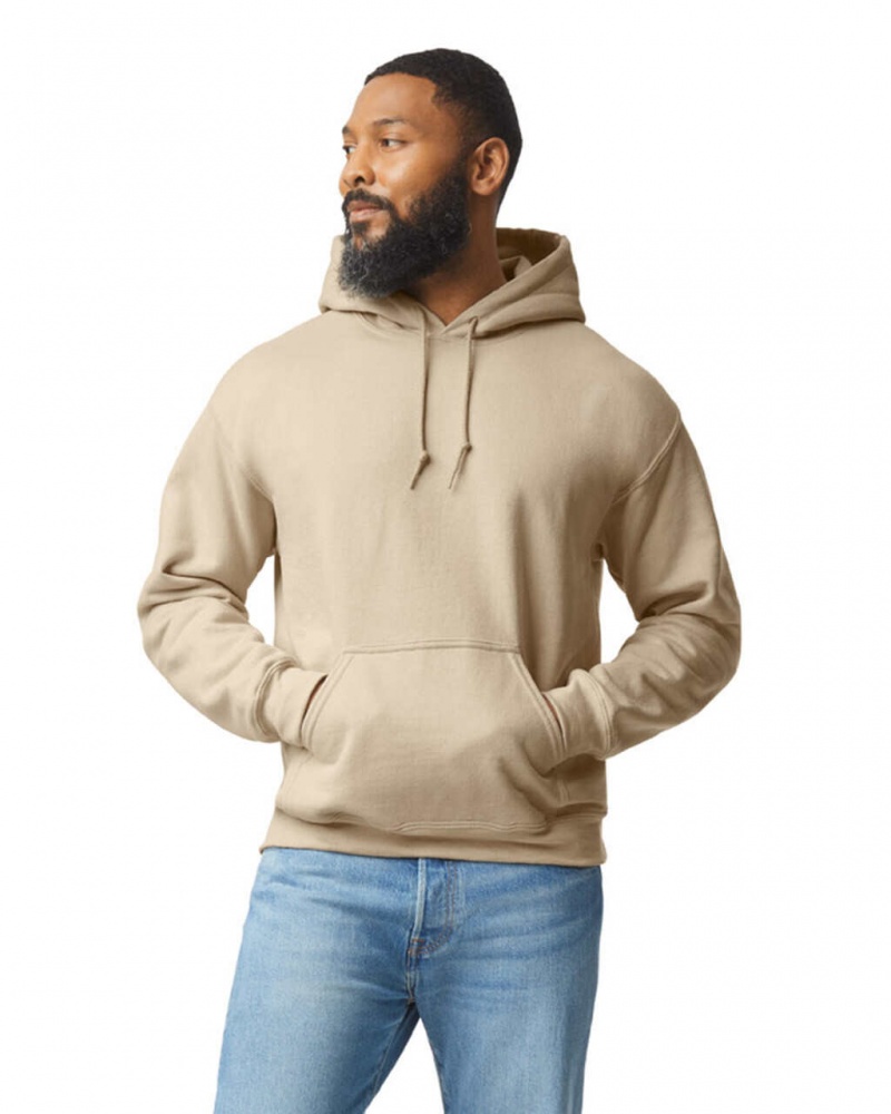 Men\'s Gildan 18500 Hoodie Sweatshirt Sand | TMIJ30172