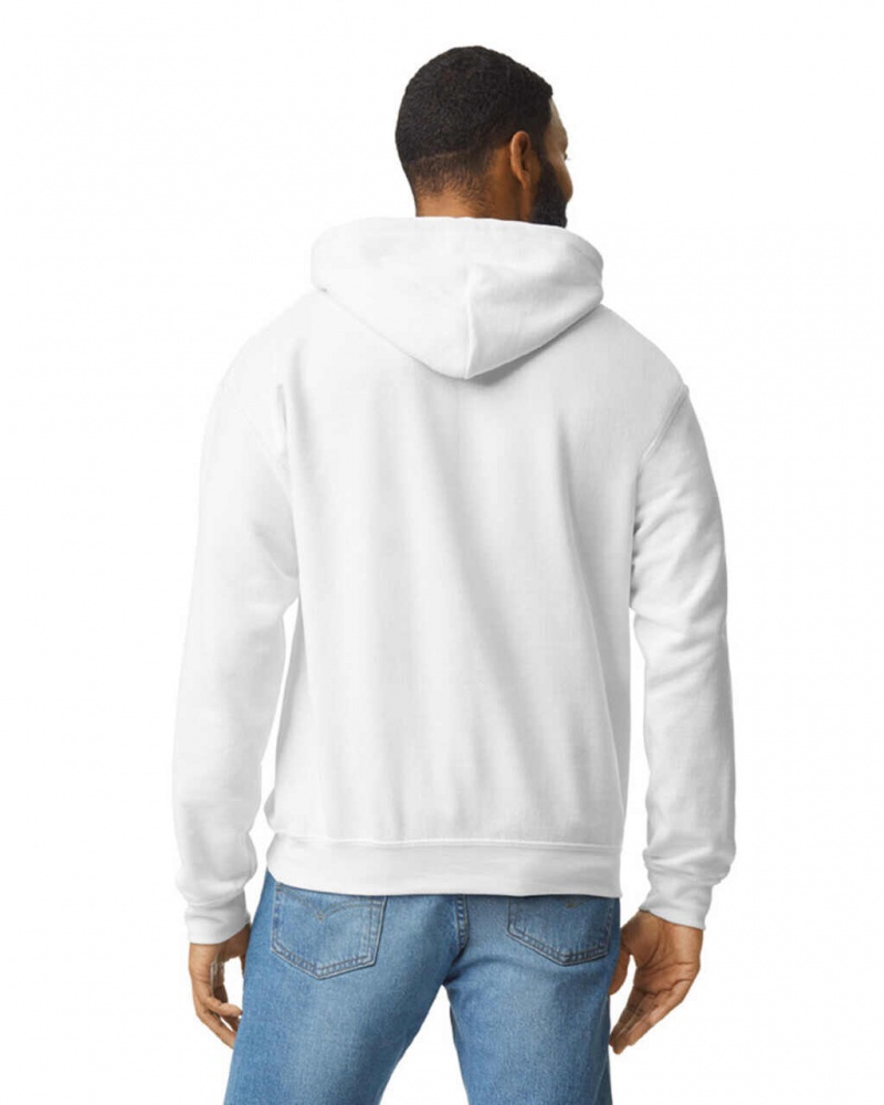 Men's Gildan 18500 Hoodie Sweatshirt White | RKUS26958