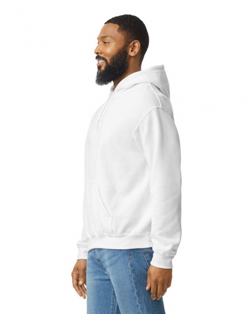 Men's Gildan 18500 Hoodie Sweatshirt White | RKUS26958