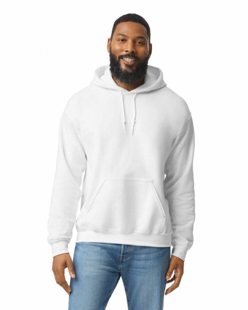 Men\'s Gildan 18500 Hoodie Sweatshirt White | RKUS26958