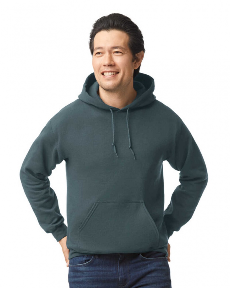 Men\'s Gildan 18500 Hoodie Sweatshirt Dark Heather | HMKJ65801