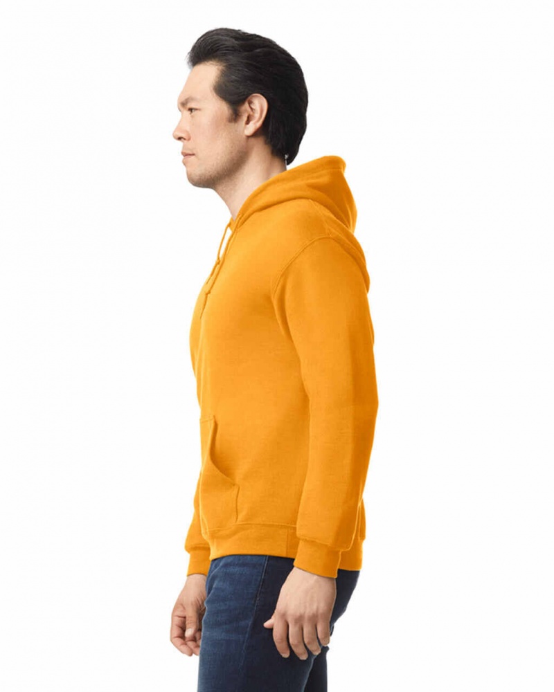 Men's Gildan 18500 Hoodie Sweatshirt Gold | QLVJ38592