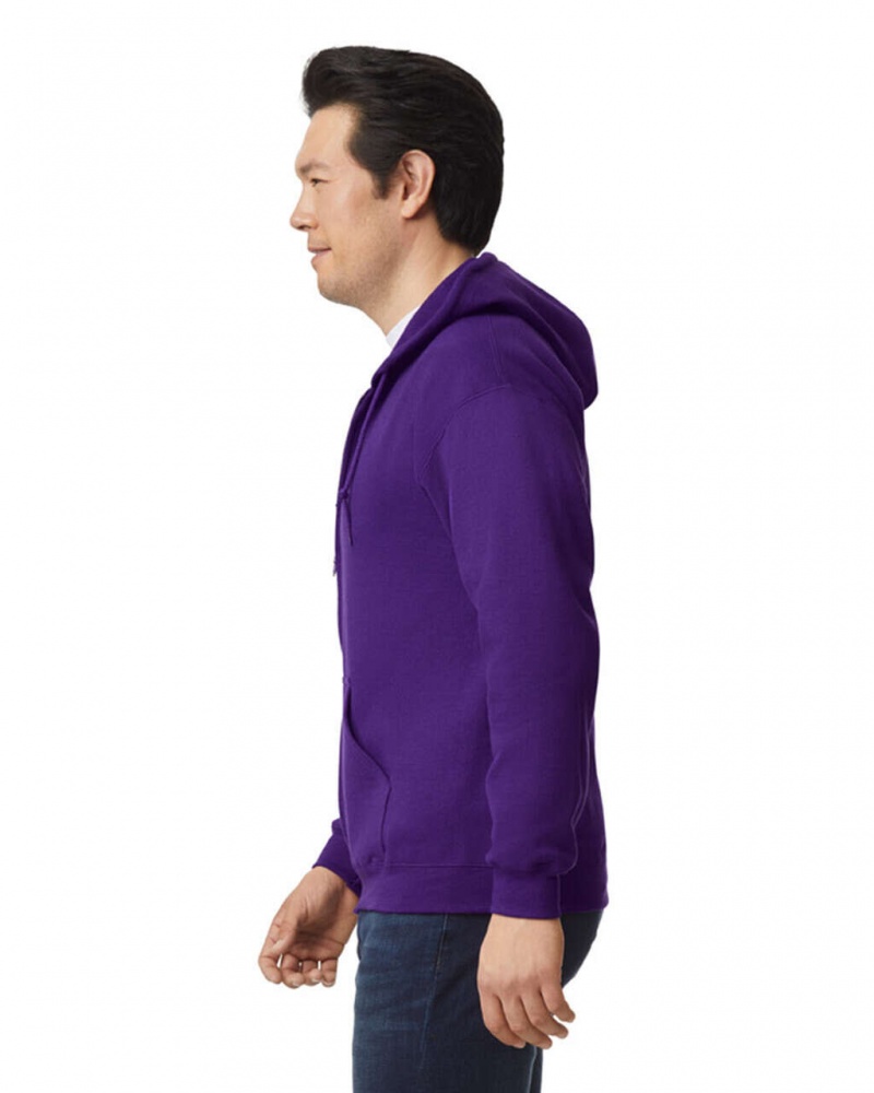 Men's Gildan 18600 Full Zip Hoodie Sweatshirt Purple | ZUWX59018