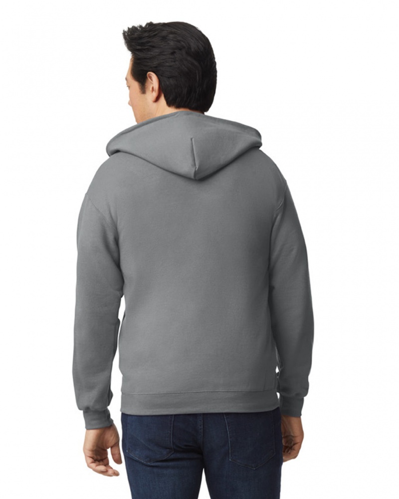 Men's Gildan 18600 Full Zip Hoodie Graphite Heather | REIJ75498