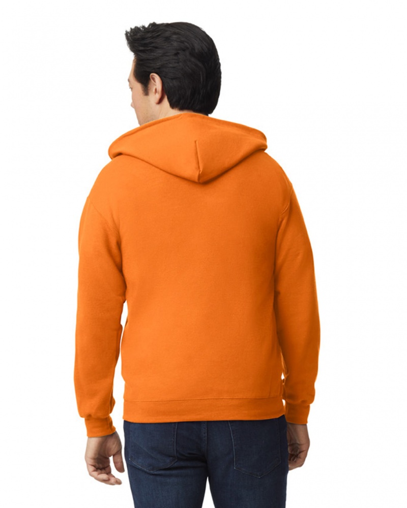 Men's Gildan 18600 Full Zip Hoodie S Orange | HWOA75091