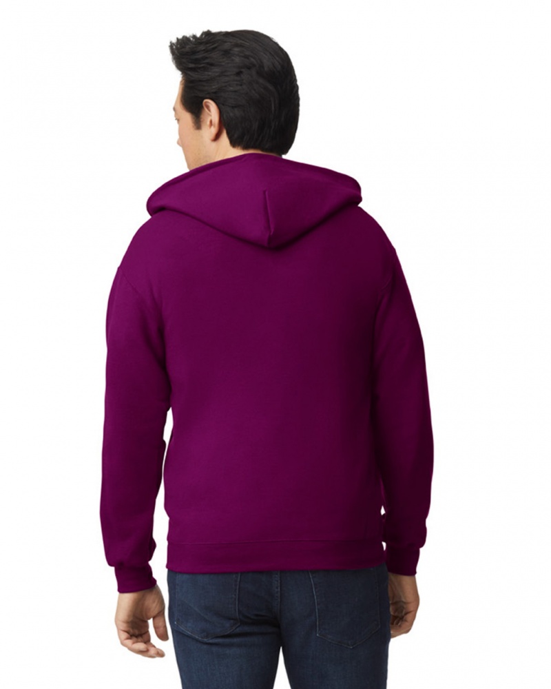 Men's Gildan 18600 Full Zip Hoodie Maroon | WRDA08594