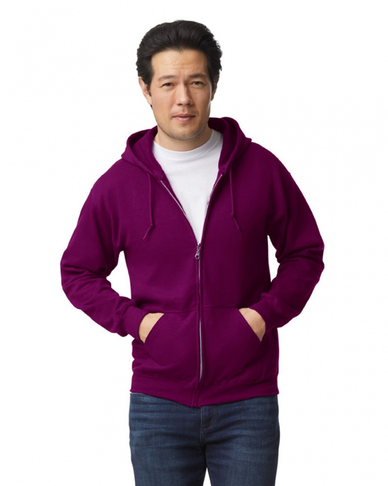 Men\'s Gildan 18600 Full Zip Hoodie Maroon | WRDA08594