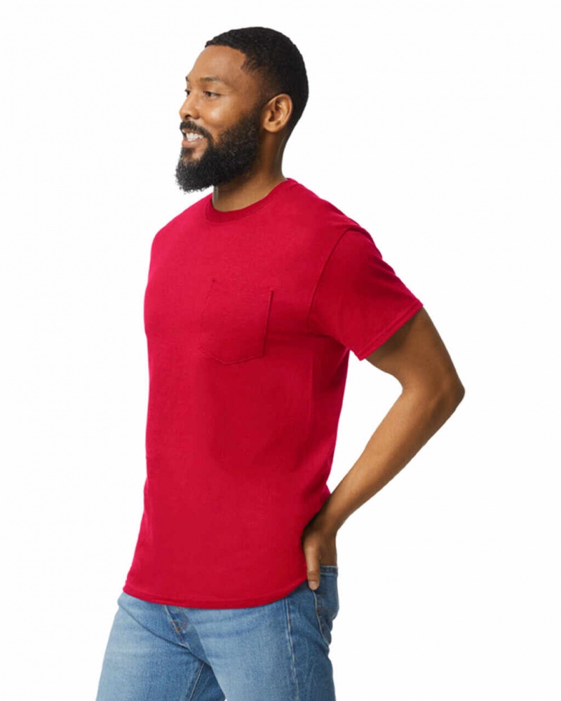 Men's Gildan 2300 with Pocket T-Shirts Red | VMTK05693