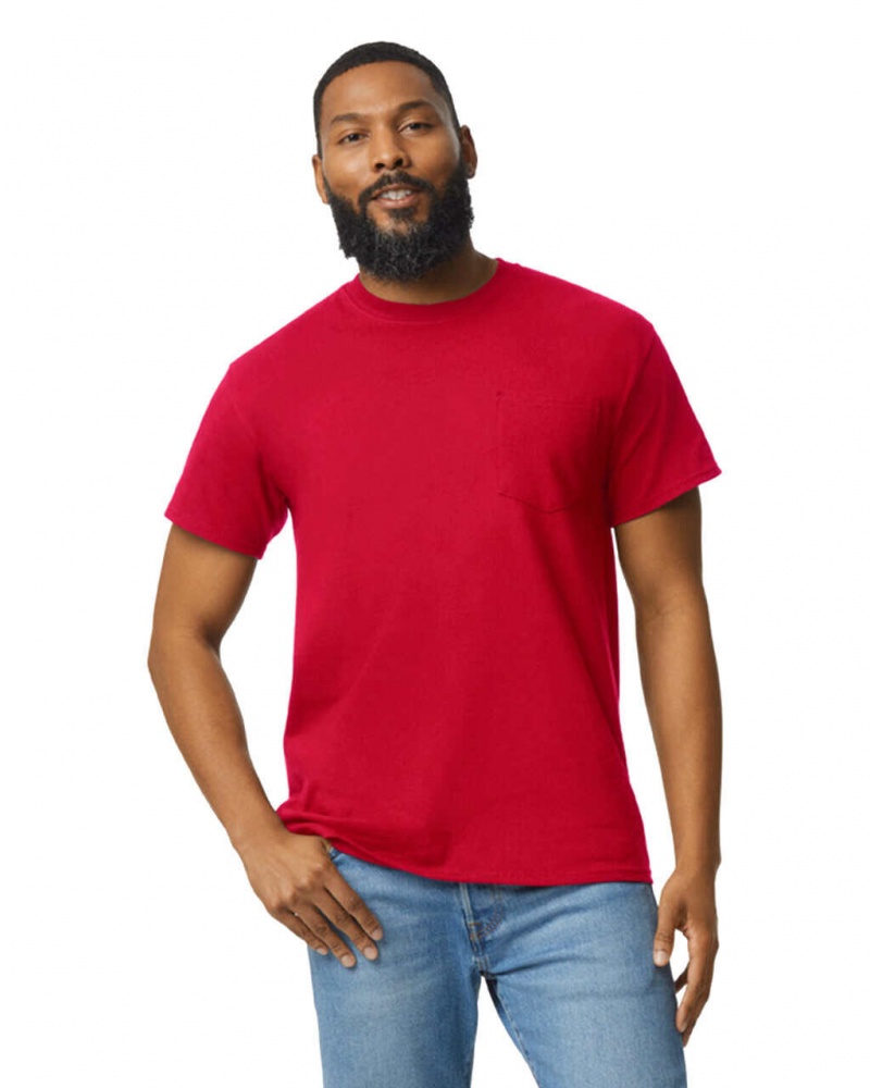 Men\'s Gildan 2300 with Pocket T-Shirts Red | VMTK05693