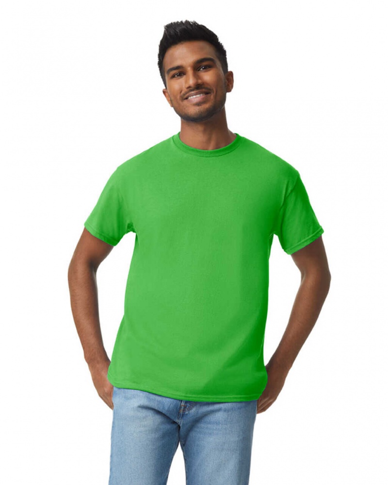 Men\'s Gildan 5000 T-Shirts Electric Green | PKVR46702