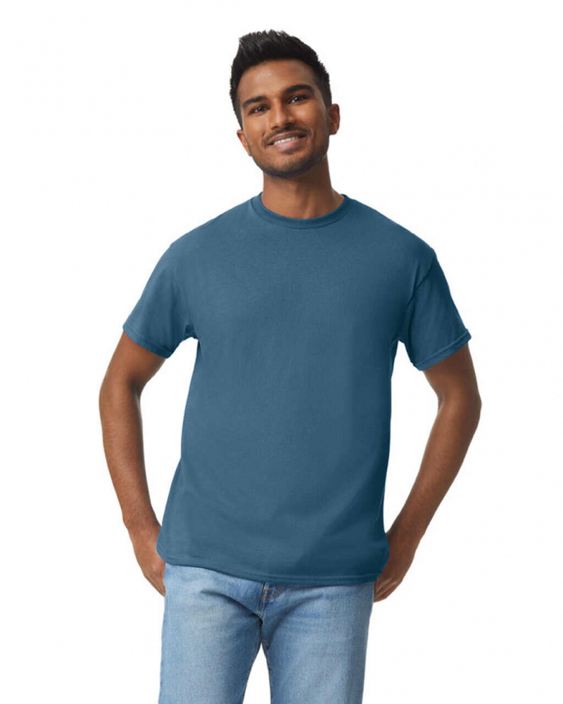 Men\'s Gildan 5000 T-Shirts Indigo Blue | TJRZ31485