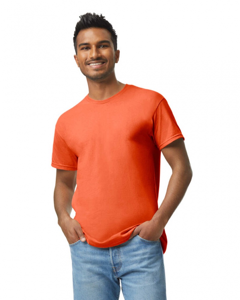 Men\'s Gildan 5000 T-Shirts Orange | TMVK27148