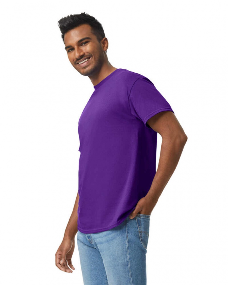 Men's Gildan 5000 T-Shirts Purple | LHWY71589