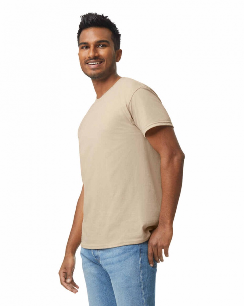 Men's Gildan 5000 T-Shirts Sand | KJEQ18604