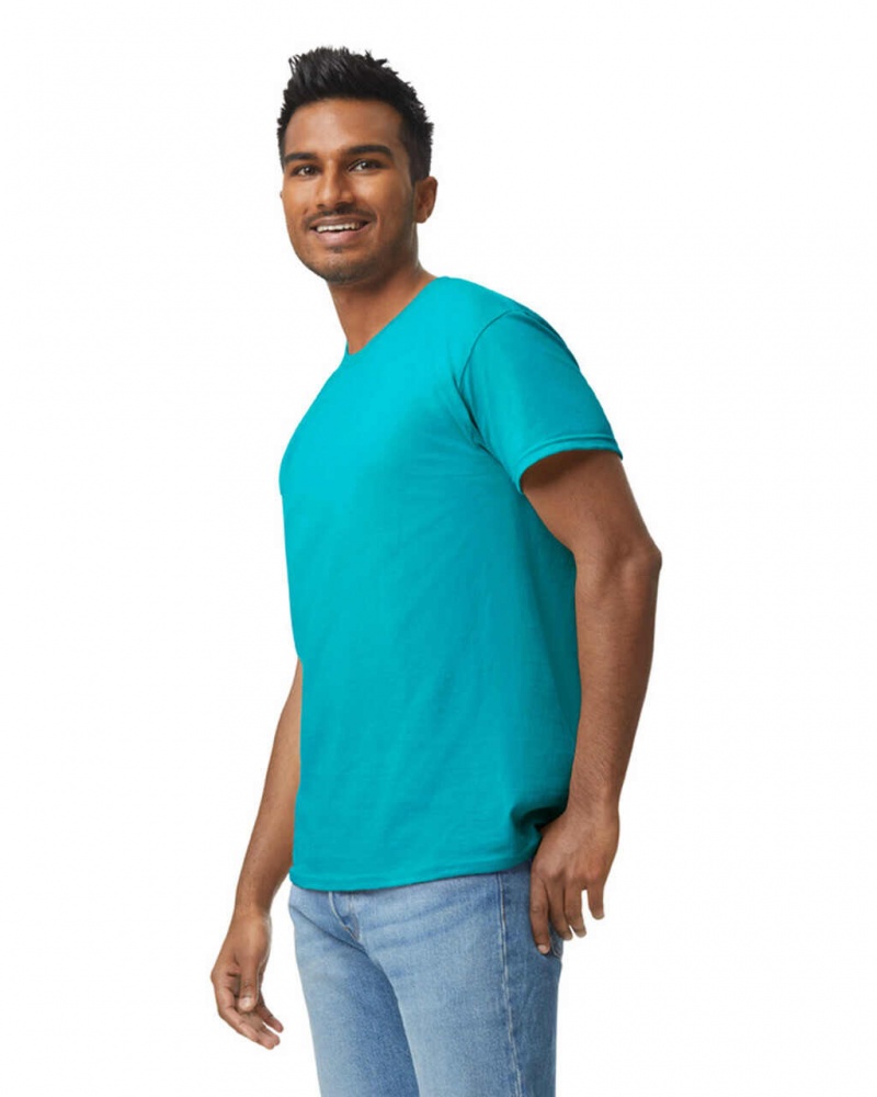 Men's Gildan 5000 T-Shirts Tropical Blue | DYBP12046