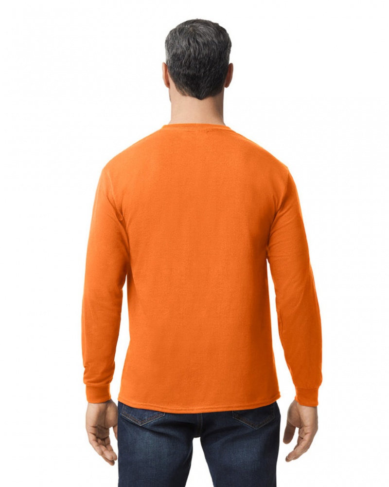 Men's Gildan 5400 Long Sleeve T-Shirts S Orange | ONGU79653