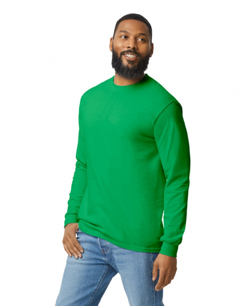 Men's Gildan 5400 Long Sleeve T-Shirts Irish Green | QOEW96742