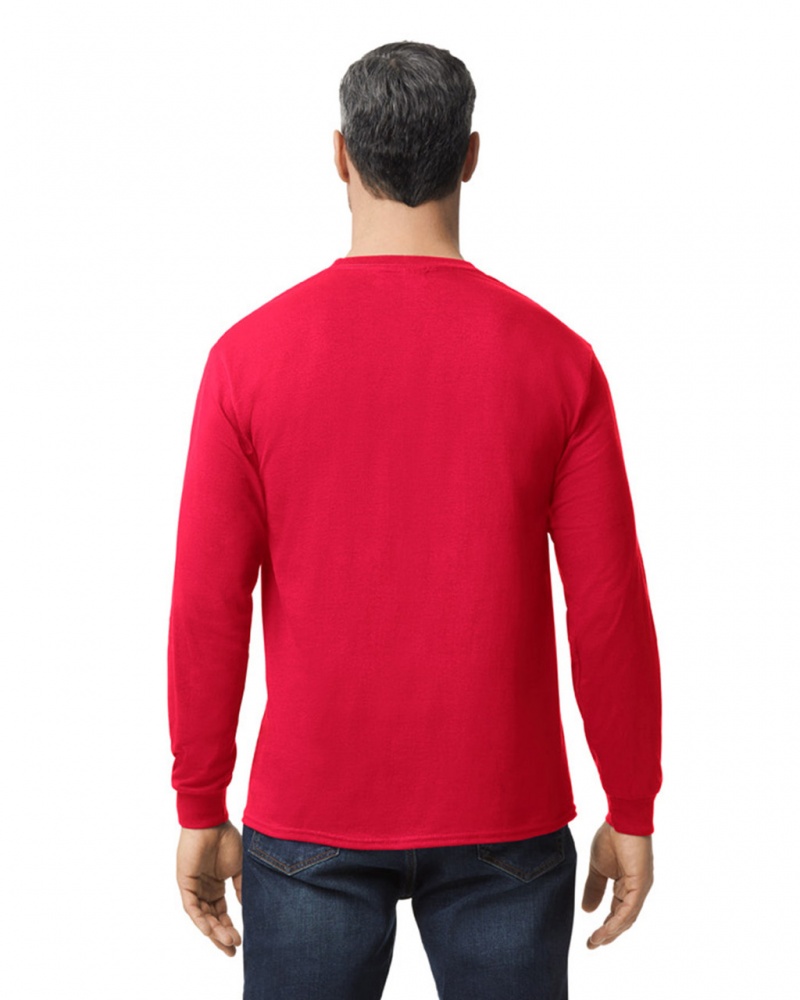 Men's Gildan 5400 Long Sleeve T-Shirts Red | GKZW97856