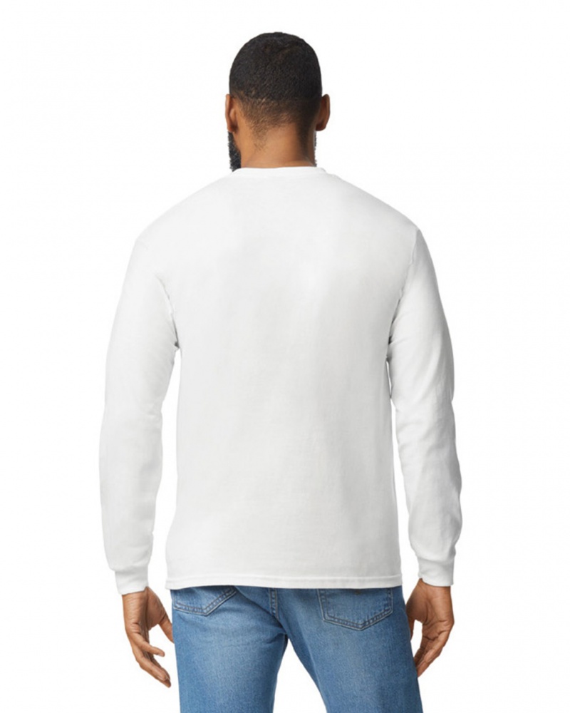 Men's Gildan 5400 Long Sleeve T-Shirts White | RUJP29658