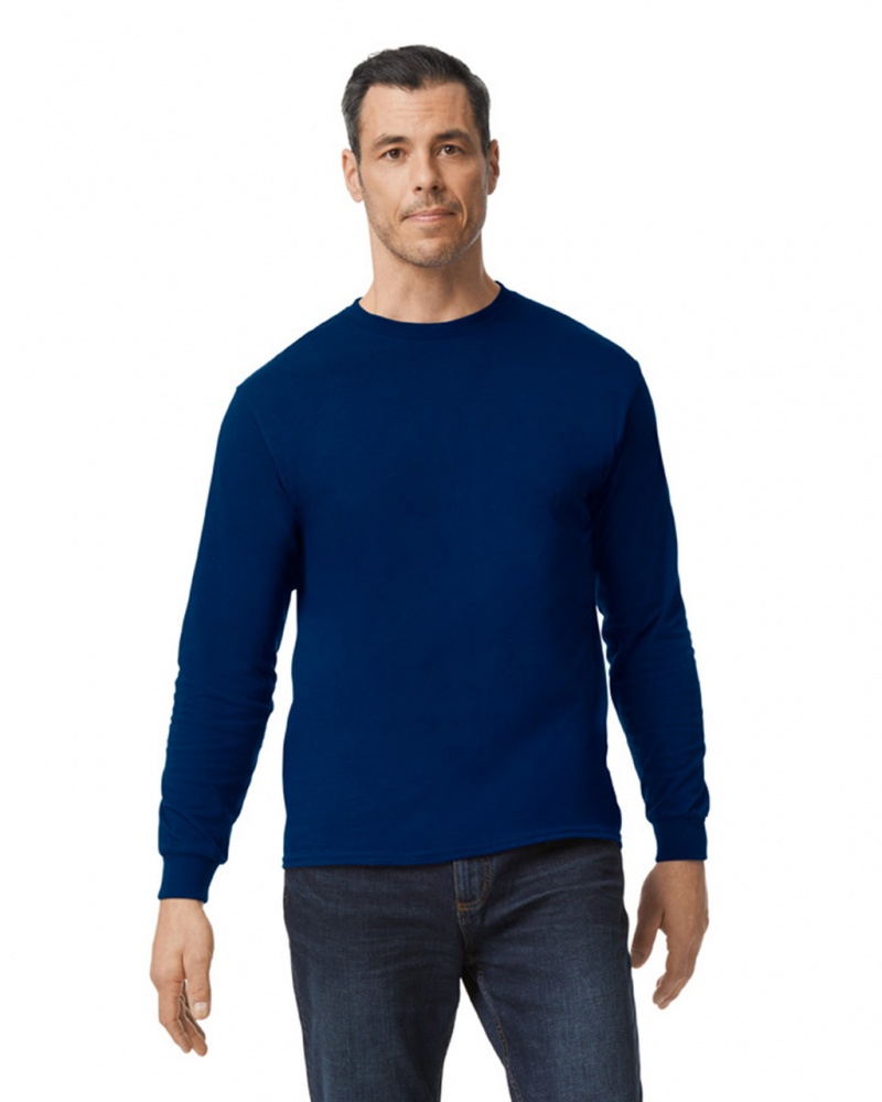 Men\'s Gildan 5400 Long Sleeve T-Shirts Navy | QPDI21834