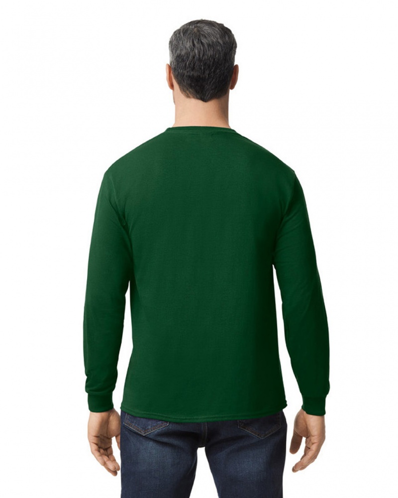 Men's Gildan 5400 Long Sleeve T-Shirts Forest Green | GWNL98123