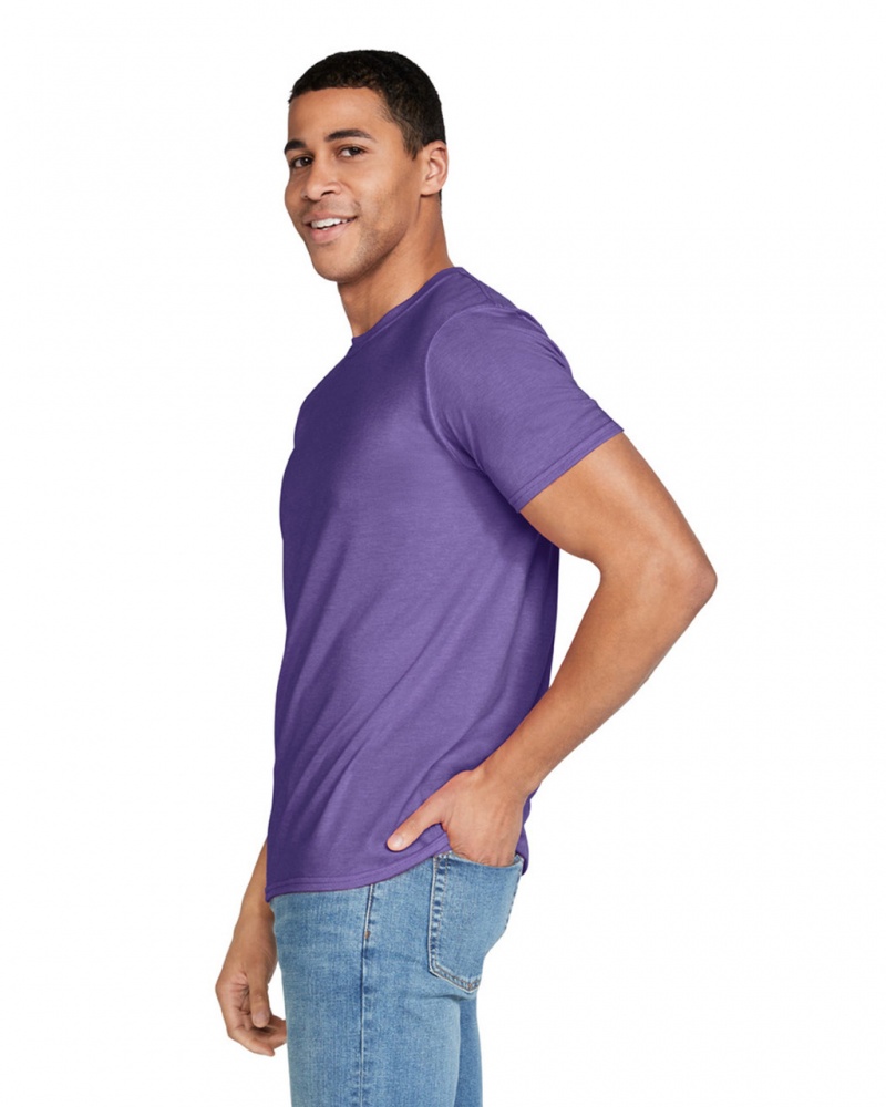 Men's Gildan 64000 T-Shirts Heather Purple | CDKP80493