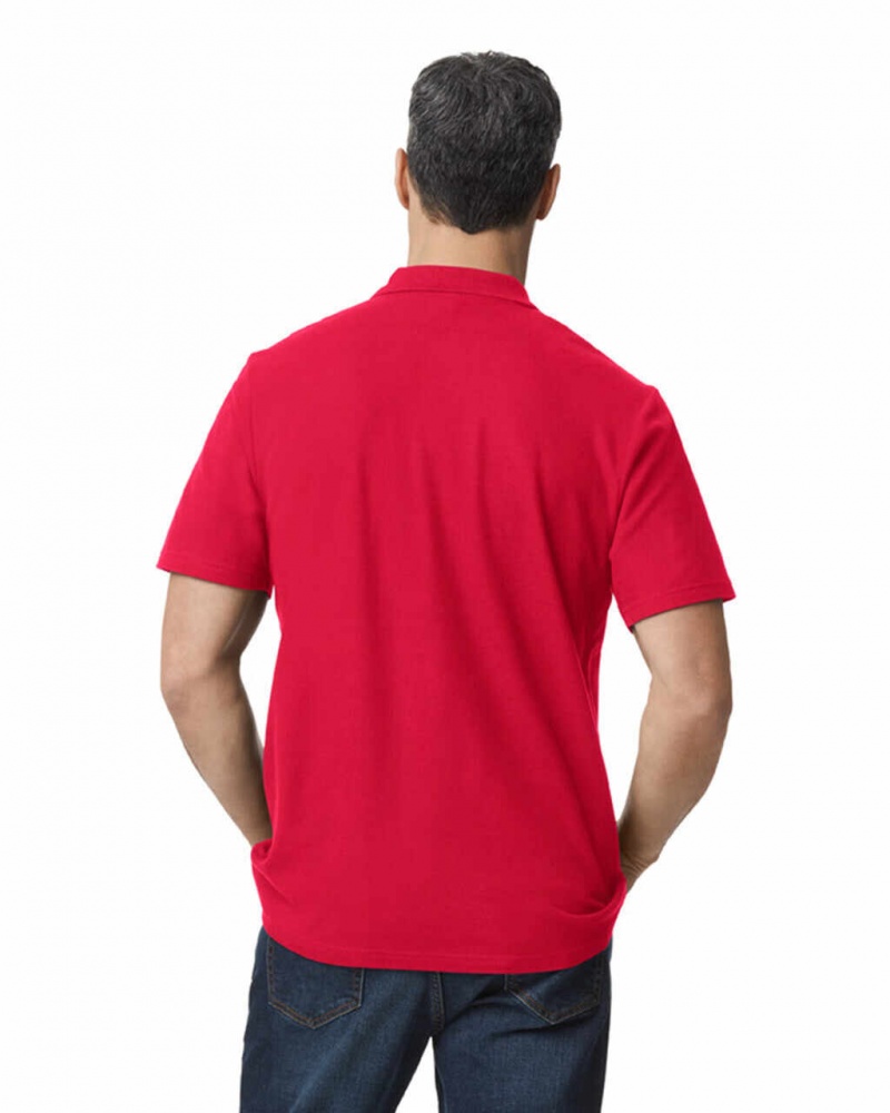 Men's Gildan 64800 Pique Polo Red | OCIP01268