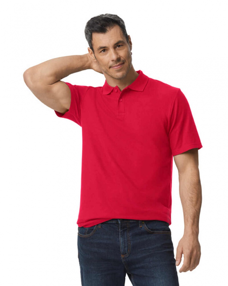 Men\'s Gildan 64800 Pique Polo Red | OCIP01268