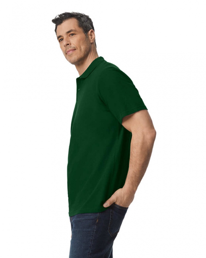 Men's Gildan 64800 Pique Polo Forest Green | KYJF73821