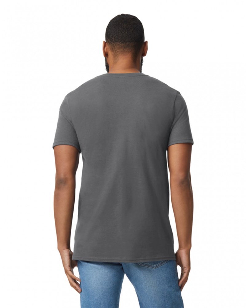 Men's Gildan 64V00 V-Neck T-Shirts Charcoal | MTRU07834