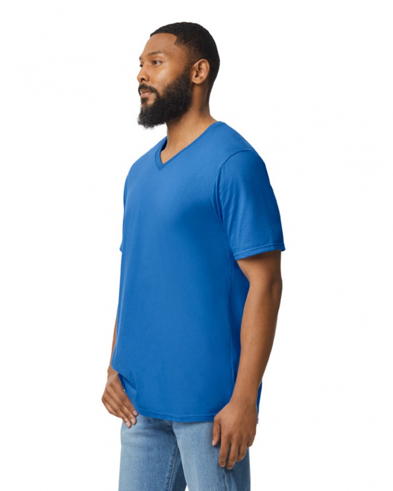 Men's Gildan 64V00 V-Neck T-Shirts Royal | BYML07348