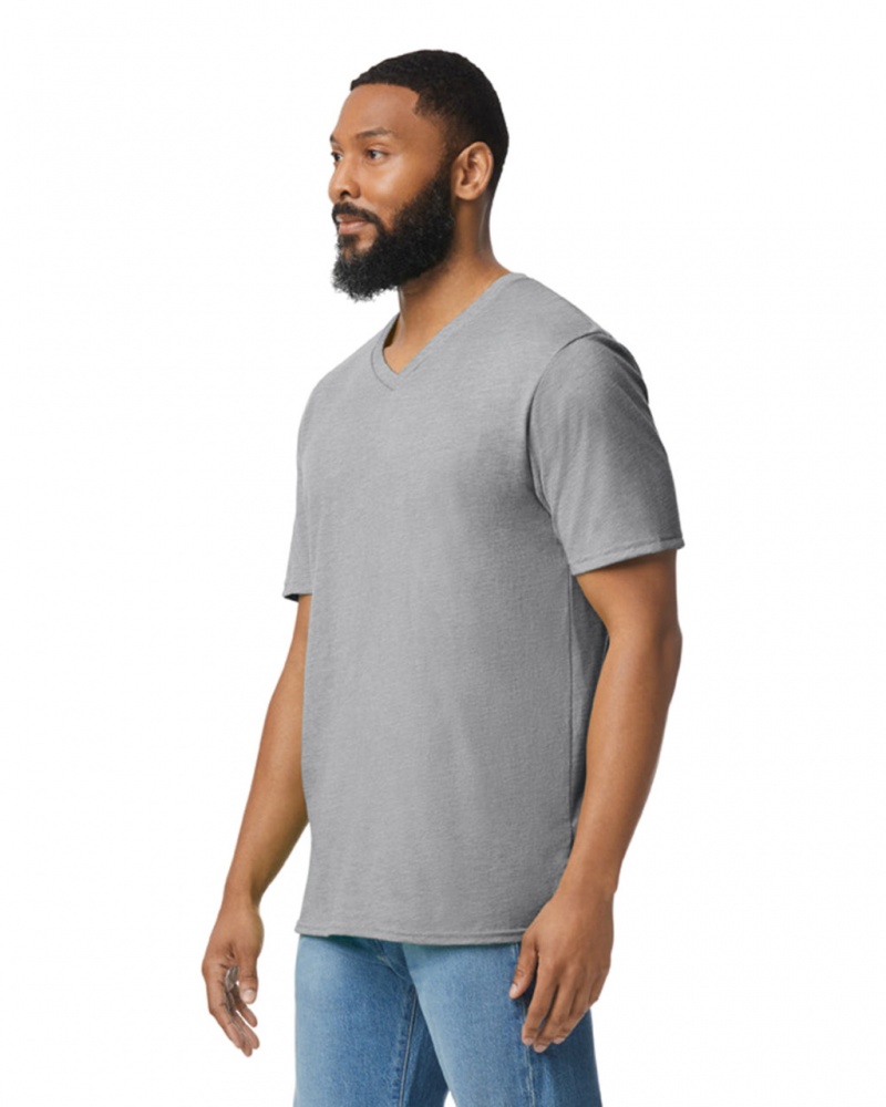 Men's Gildan 64V00 V-Neck T-Shirts Ring Spun Sport Grey | JKYE05837