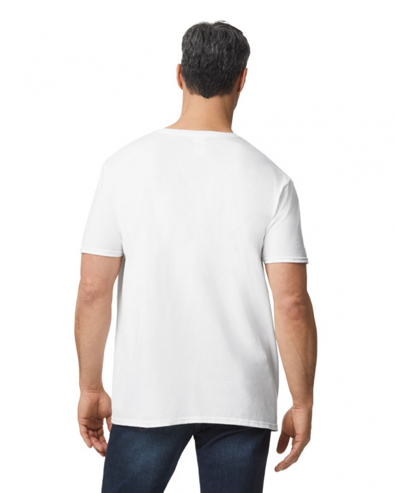 Men's Gildan 64V00 V-Neck T-Shirts White | LCNO79623