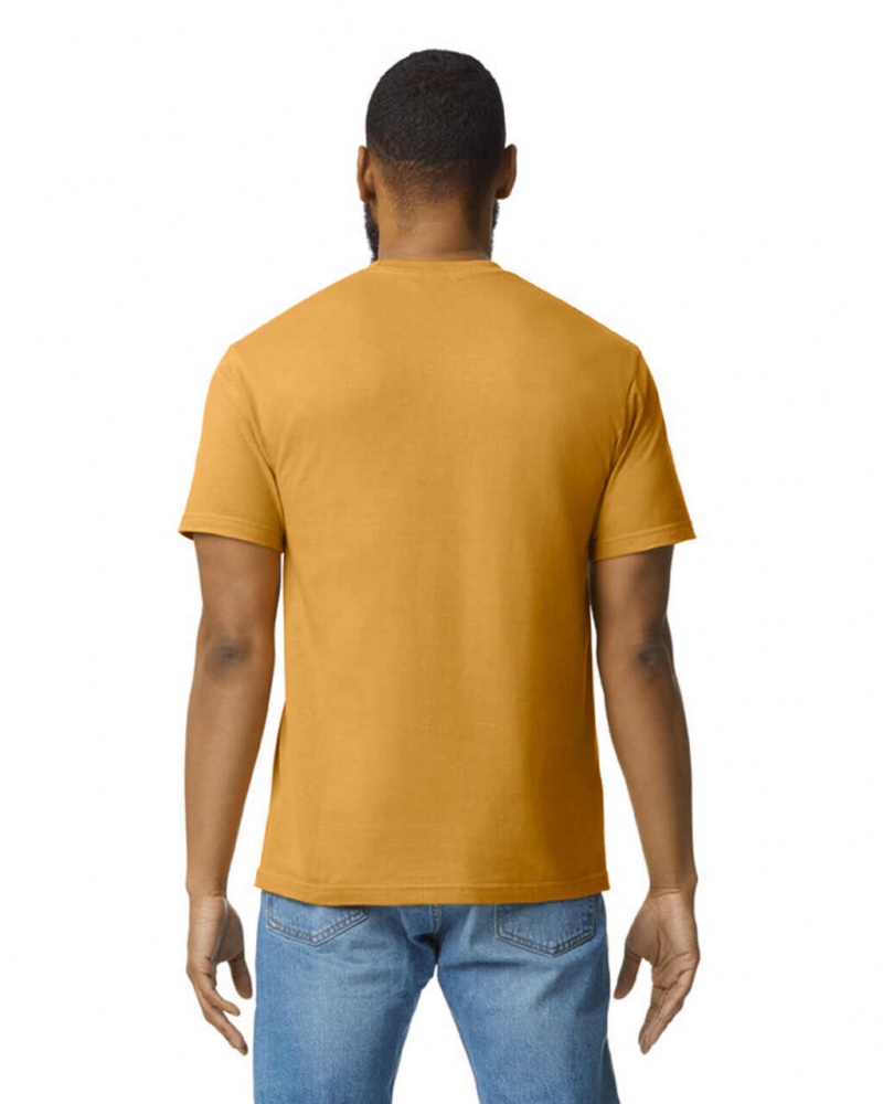 Men's Gildan 65000 Midweight T-Shirts Mustard | FLDO38076