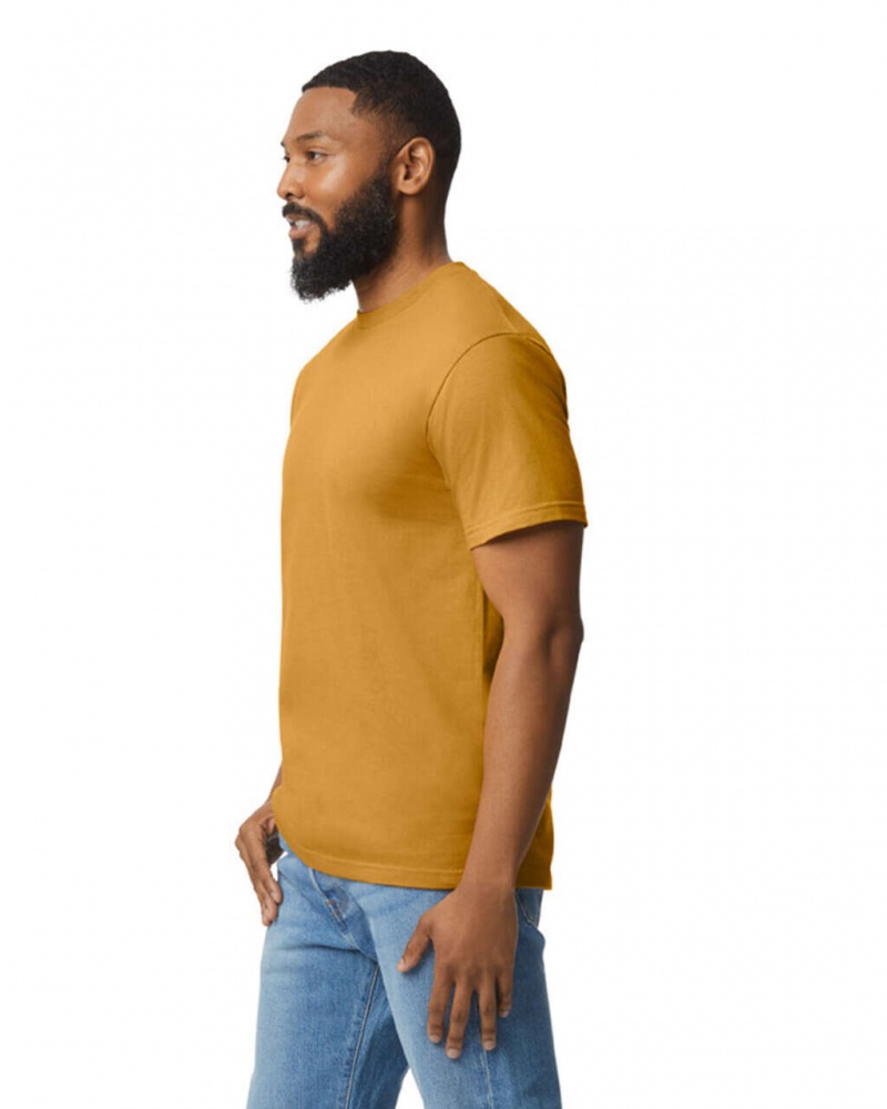 Men's Gildan 65000 Midweight T-Shirts Mustard | FLDO38076