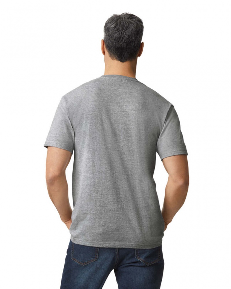 Men's Gildan 65000 Midweight T-Shirts Ring Spun Sport Grey | JUOI78315