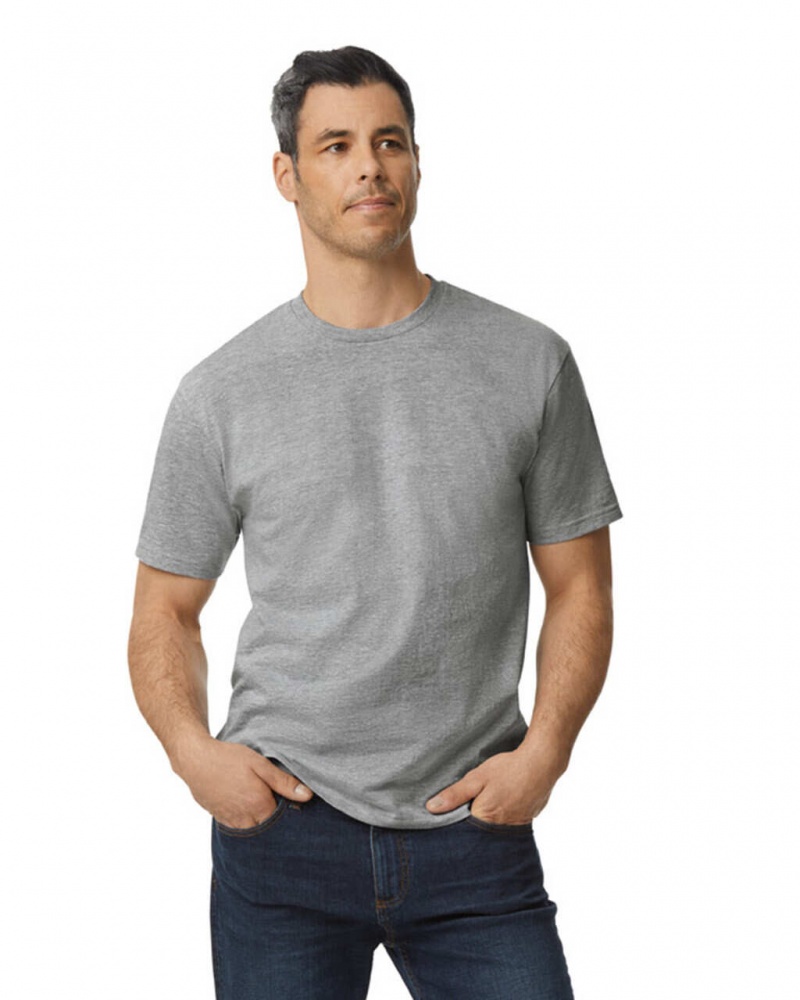 Men's Gildan 65000 Midweight T-Shirts Ring Spun Sport Grey | JUOI78315