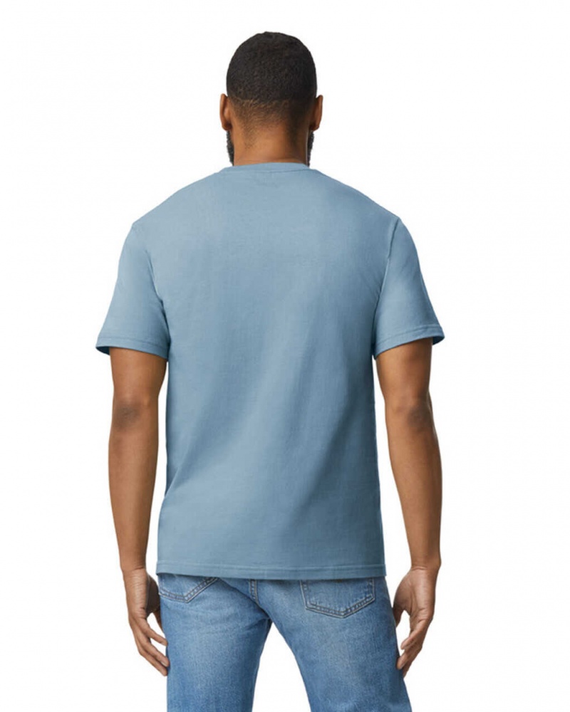 Men's Gildan 65000 Midweight T-Shirts Stone Blue | OHIT18507