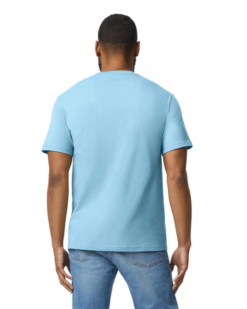 Men's Gildan 65000 Midweight T-Shirts Light Blue | RNLK48092