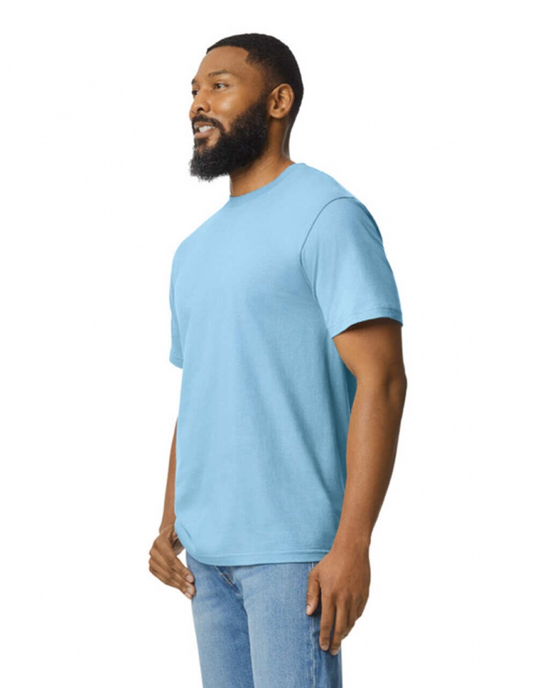 Men's Gildan 65000 Midweight T-Shirts Light Blue | RNLK48092