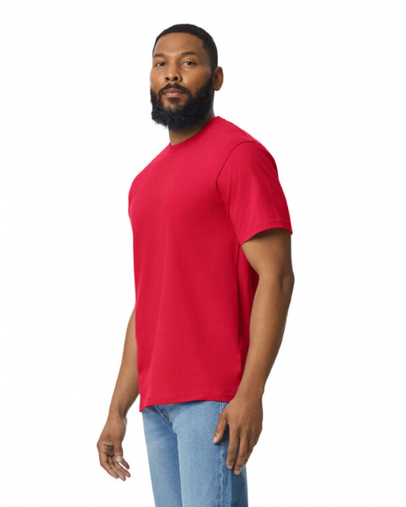 Men's Gildan 65000 Midweight T-Shirts Red | GOAF87149